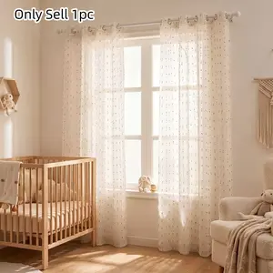 1pc Nordic Minimalist Kids Room Sheer Curtain, Low Saturation Peach Base, Soft Color Dots, Semi-Transparent Light Protection, Child-Friendly Design