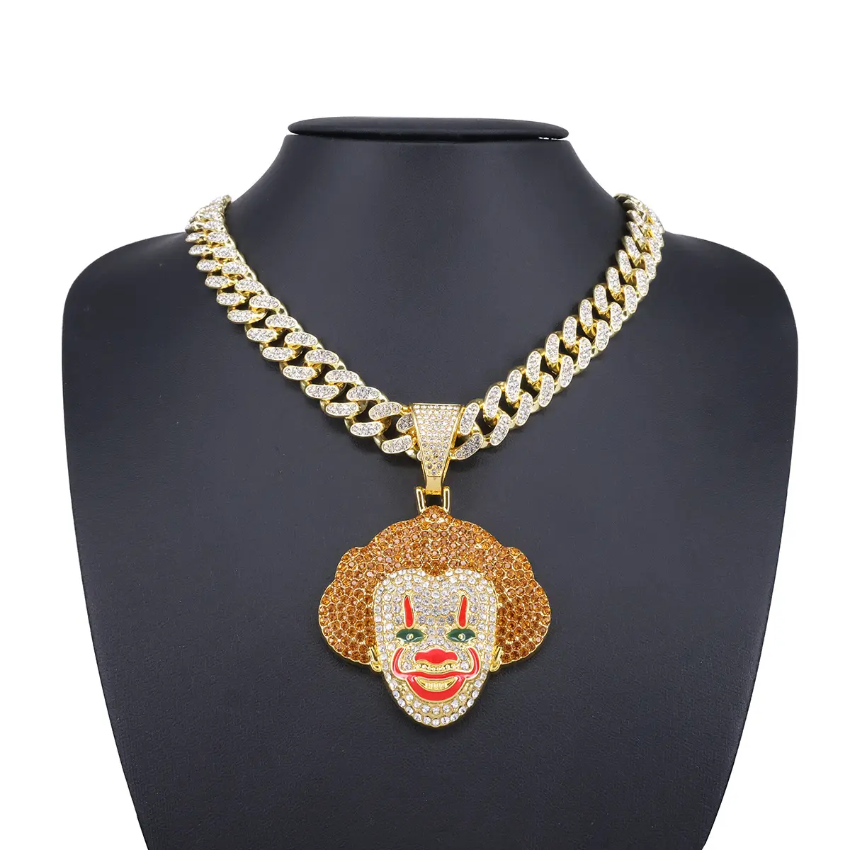 New Clown Diamond-encrusted Alloy Pendant, Men's Personality Hipster Hip-hop Cuban Chain