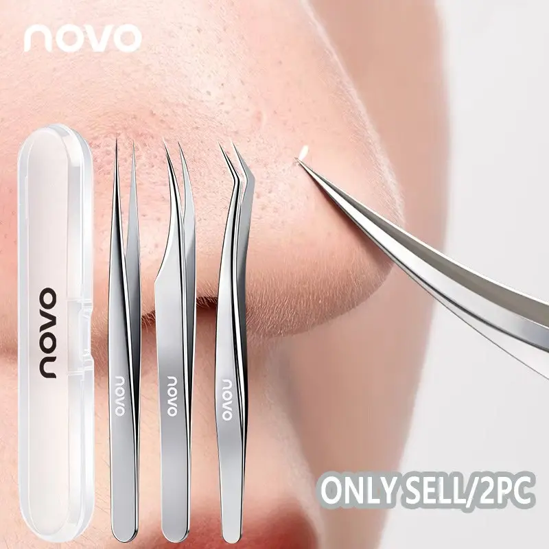 1/2pcs Blackhead & Blemish Removers, Blackhead Cleansing Tool, Facial Blackhead Remover Tweezers, Whitehead Ance Blemishs Ingrown Hair Removal - Odor-Free, Pimple Needle Eyebrow Tweezers, Hair Removal Tweezers, Durable, Skin Care Tools