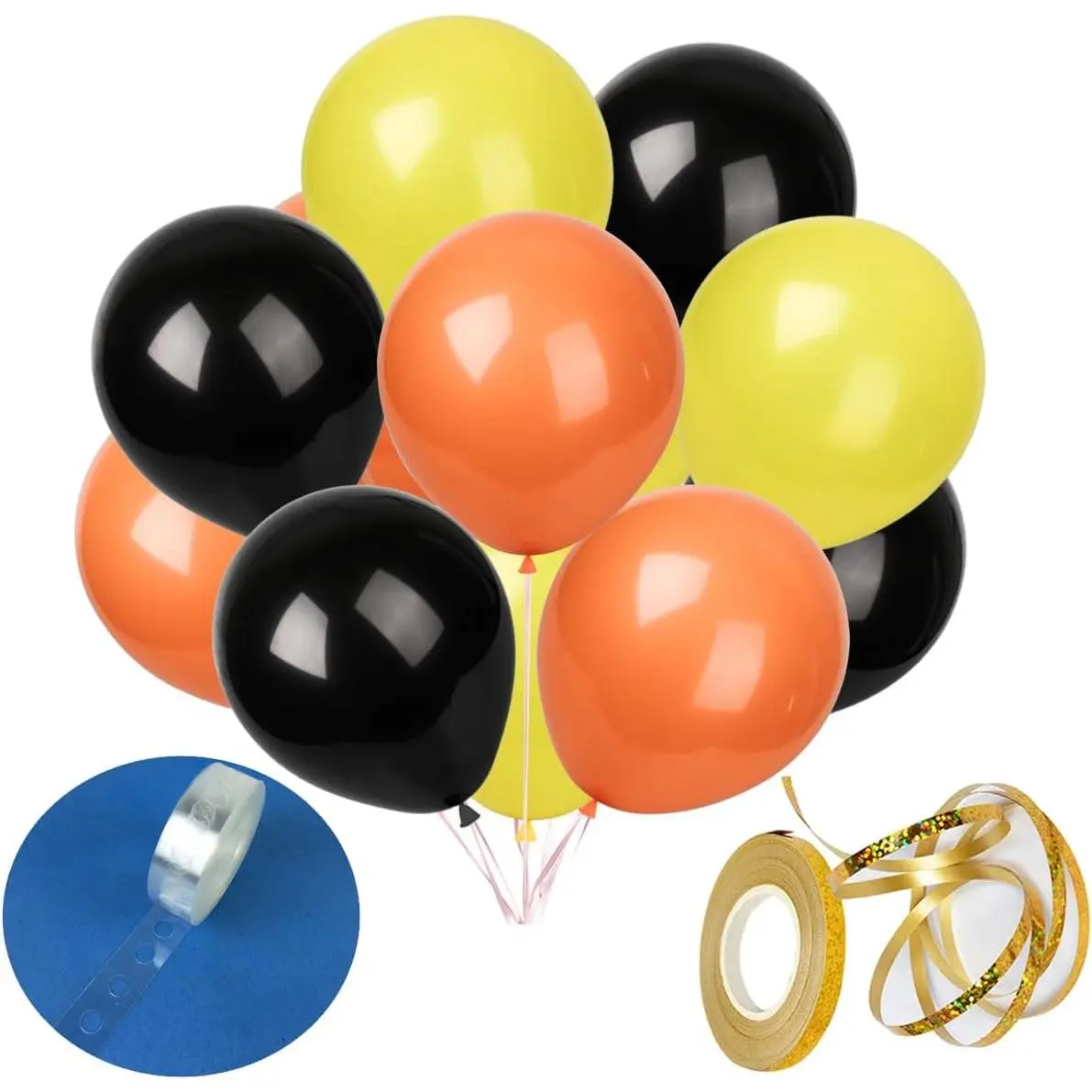 Latex Balloons 60 Pack 12 Inches Black, Yellow, Orange Balloons for Birthday, Wedding,  Shower, Party Decoration