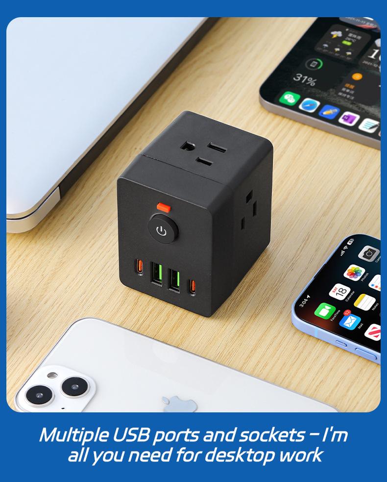 Multiple USB Sockets,USB + Type-c Charging Port,Phone Charger For Home Use,Practical,Wireless Conversion Charging Plug