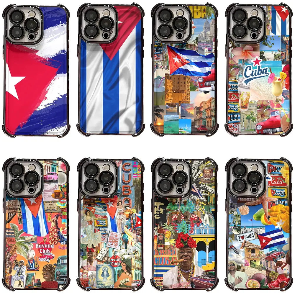 Cuba National Flag Vintage Watercolor Caribbean Cultural Collage Landscape Print Phone Case for iPhone 17/16/15/14/13/12/11 Pro Max/Pro/Plus & Samsung S23/S24/S25/S26 Ultra/Plus,Perfect for Cuban Expats Patriotic Travel Souvenir Birthday Holiday Gifts