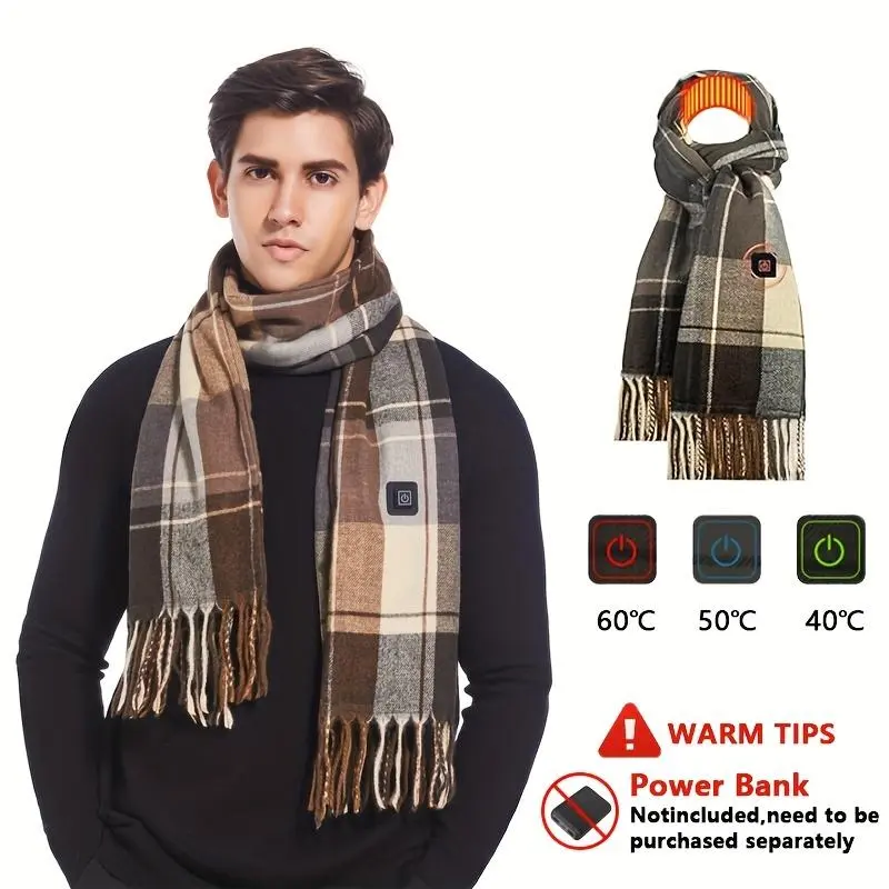 Unisex Heating Scarf, Rechargeable Electric Scarf with 3 Temperature Control Settings (Battery Not Included)