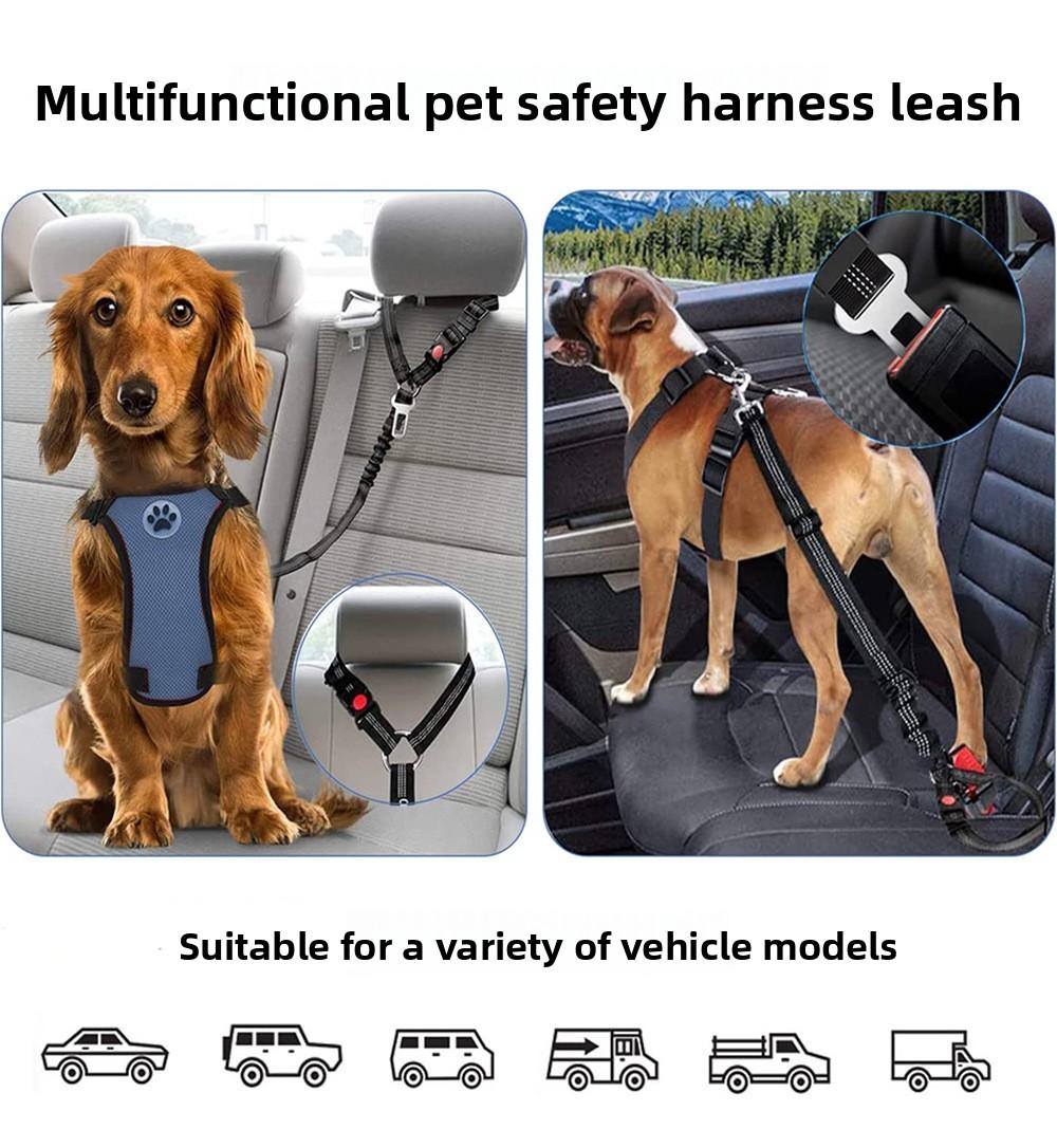 Pet Car Safety Belt, Multifunctional Elastic Retractable Leash for Medium & Large Dogs, Anti-Pull Walking Lead