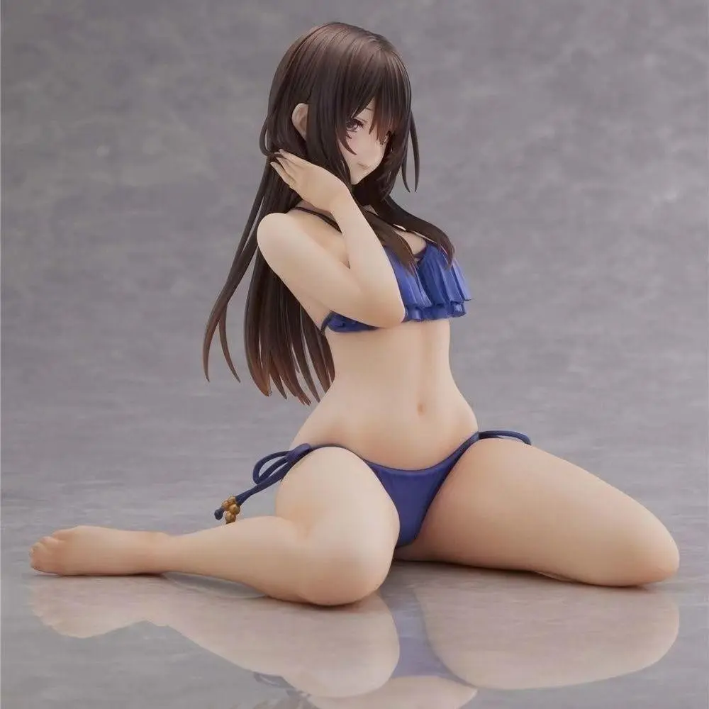 Shy Anime Girl Figurine, 4.72 Inch Water Clarity Swimsuit Model, Collectible Desktop Ornament, Gift for Anime Fans, Secondary Dimension Handmade Doll, Anime Figures