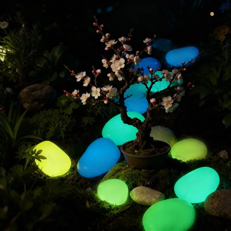 12 Oversized Luminous Pebbles, 4.5 Cm Diameter, Horticultural Decoration Stone, Mini Fairyland Landscape Stone, Garden Decorative Stones