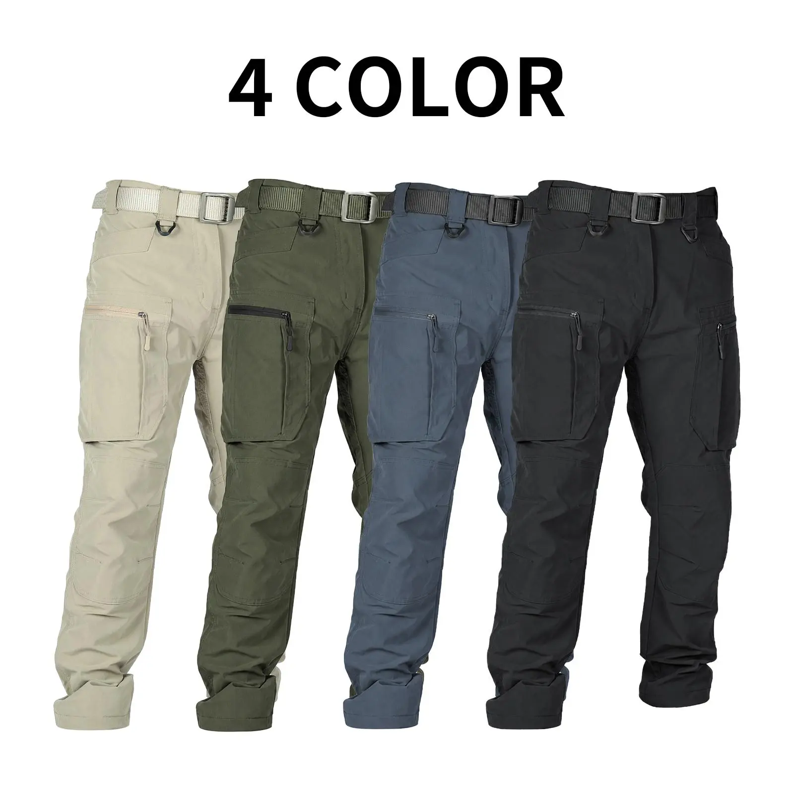 2-Pack Mens Lightweight Cargo Pants, Ripstop Tactical Pants with Large-Capacity Pockets, Wear-Resistant Fabric for Outdoor Hiking & Travel