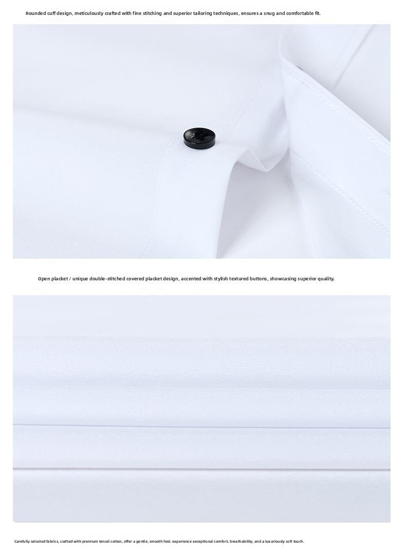 Four-way Stretch Men's Shirt Wrinkle-Free Anti-crease Simple Business Style Lightweight Dress Shirt for Menswear