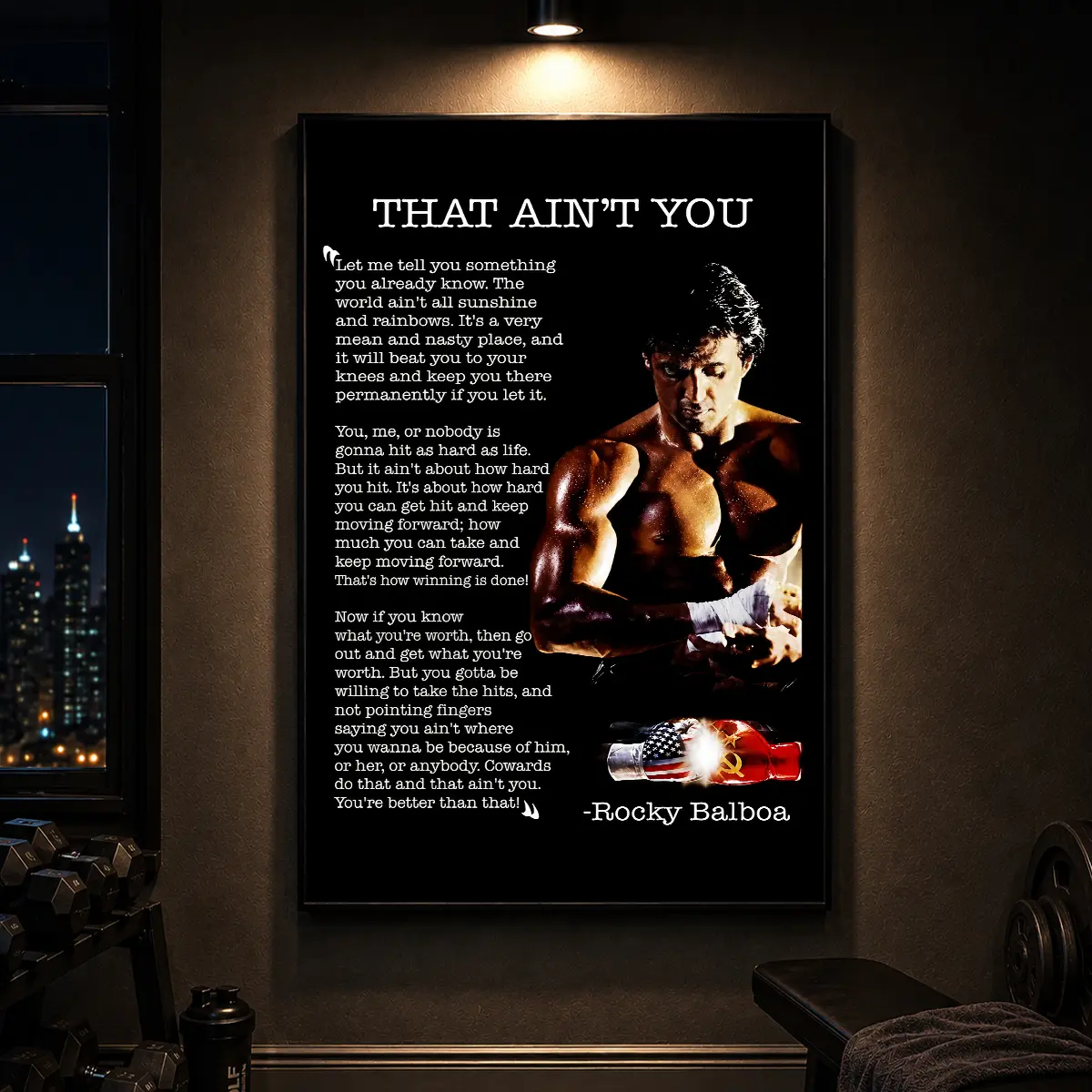 Rocky Motivational Quote Poster, Rocky Balboa Movie Wall Art Print, Sylvester Stallone Vintage Film Poster, Boxing Inspiration Decor for Gym & Office, Gift for Him,Gym Decor, Man Cave Decor, Inspirational Wall Art