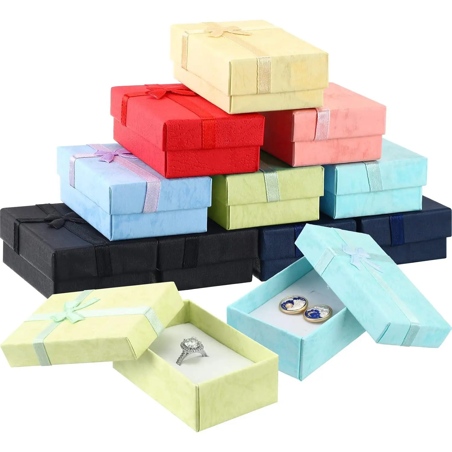 48 count Gifts Box Set   Boxes for Rings Pendants Earring Necklaces Cardboard  Boxes for Birthday Wedding Gifts Anniversary  Colors 3. 15 x 1. 97 x 1. 18 Inch