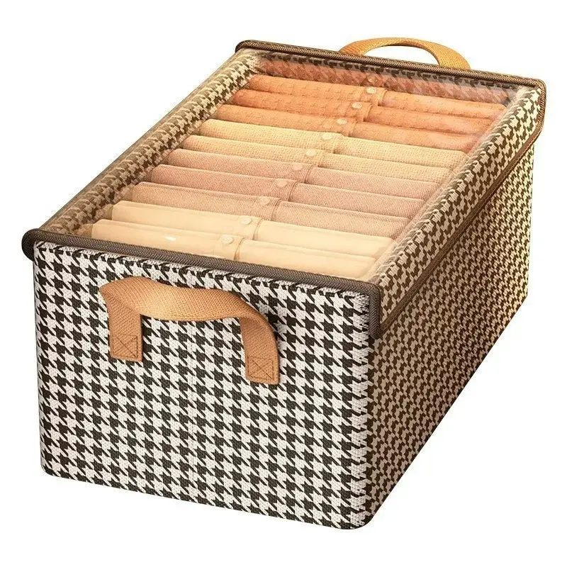 Extra Large Foldable Storage Box with Lid and Steel Frame, Dustproof Clothing and Blanket Storage, Space-Saving Solution for Home, Bedroom, Dormitory, Collapsible Storage