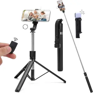67Inch Extendable Smartphone Selfie Stick with Wireless Remote, Tripod Stand, Fill Light & Portable Design, Mobile Accessory for Live Streaming, Photography, Tripod for iPhone Samsung Cellphone Android GoPro