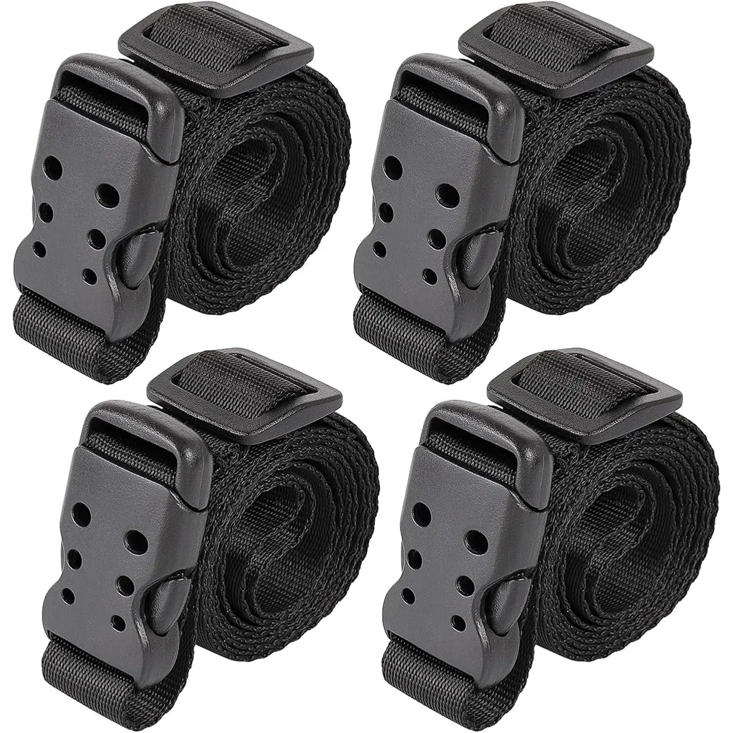 Utility Straps with Buckle 40" Quick-Release Adjustable Nylon Straps Black 4 Pack