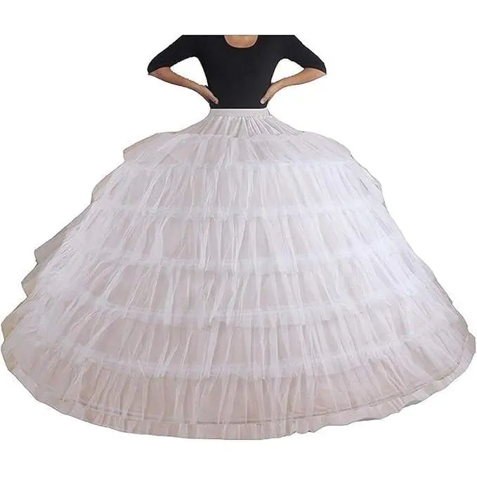 Women's A-Line Tulle Crinoline Petticoat, 7 Hoop Underskirt with Fluffy Bottom, Comfortable Bridal Accessory for Wedding Gowns, Elastic, Evening, Style, Fullness