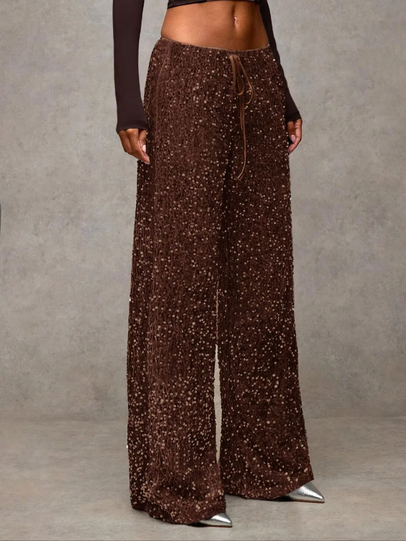 European and American Cross-Border Sequin Fashion Drawstring Slimming New Pants, Perfect for Parties, Dinners, Festivals, Music Events
