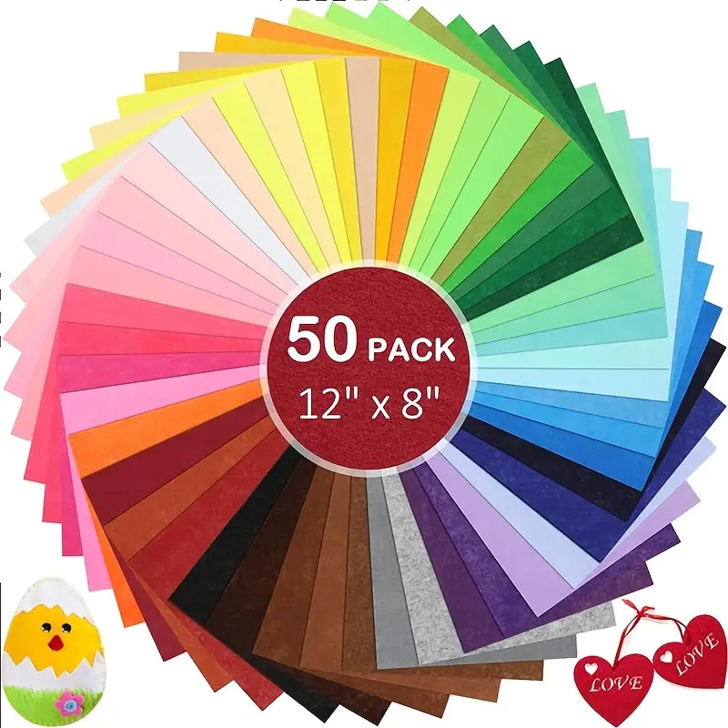 50PCS Flip flac 16 piece 8 x 12 inch (20 x 30 cm) multi-color felt fabric bed sheet splicing sewing DIY process 1mm thick