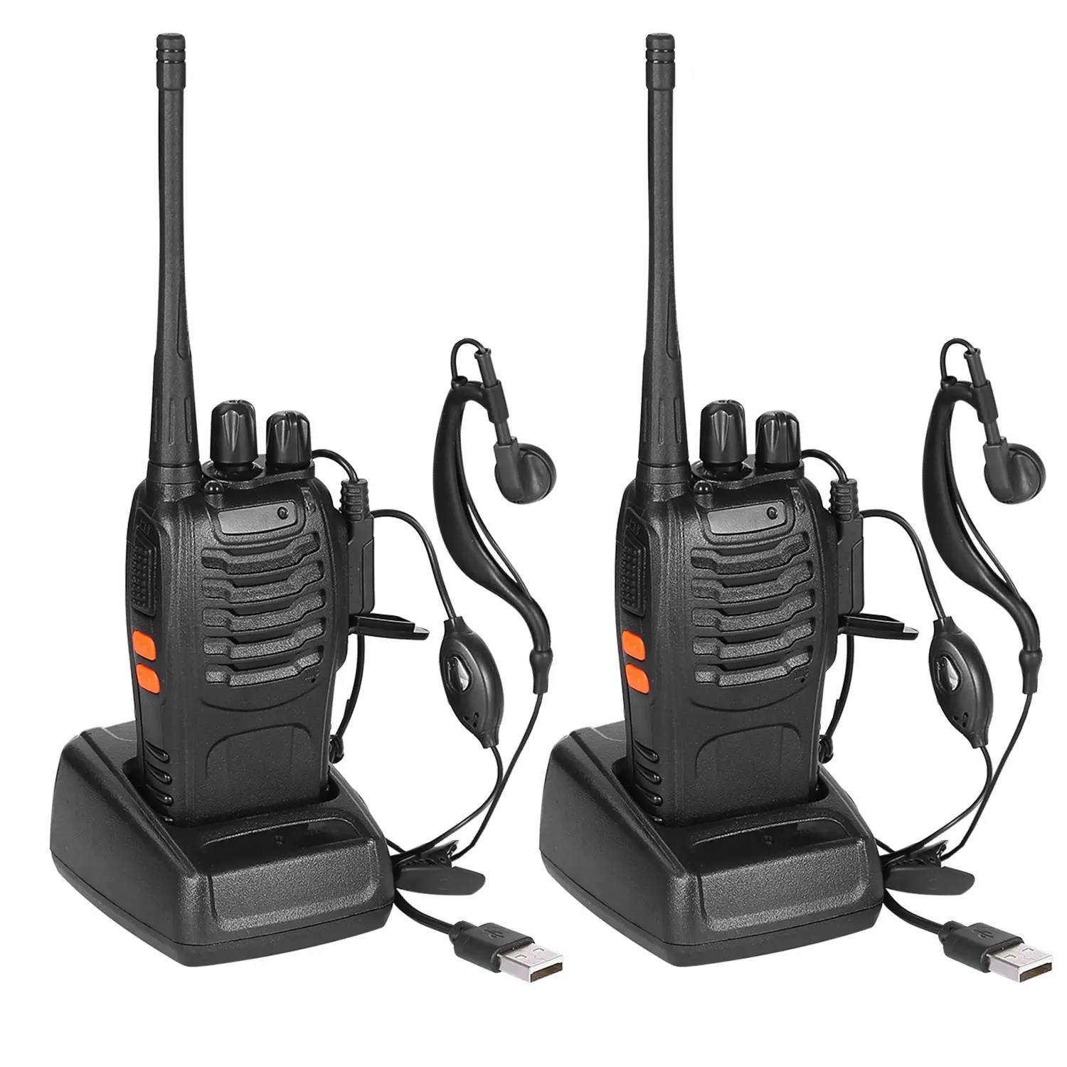 2-Pack BF-888S UHF 2-Way Radios, 16-Channel 400–470MHz Long Range Handheld Walkie Talkies for Camping, Hiking & Outdoor Use