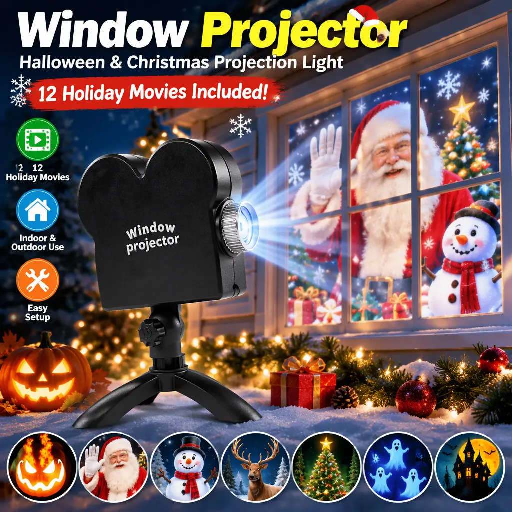 Window Projector Christmas Projection Light, Cross-Border Holiday Projector for Halloween & Christmas Decor