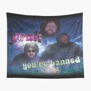 Caseoh banned me and all I got was this shirt Tapestry for Bedroom, College Dorm and Home Decor 60"x40", Lightweight Hanging Y2K Indie Room Decor Wall Tapestry