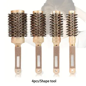 4pcs Ceramic Aluminum Tube Comb, Large Wave Hair Brush, Non-Slip Handle, Dry Wet Use, Even Heat Distribution, Gentle on Hair