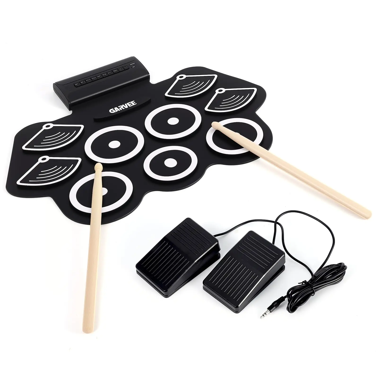 Electronic Drum Set, Portable Audio Syste, 9-Pad Electric Practice Kit, Bluetooth MIDI, Pedals & Sticks, with Built-in Dual Speakers, Recording & Learning App, Perfect Gift for Kids & Beginners