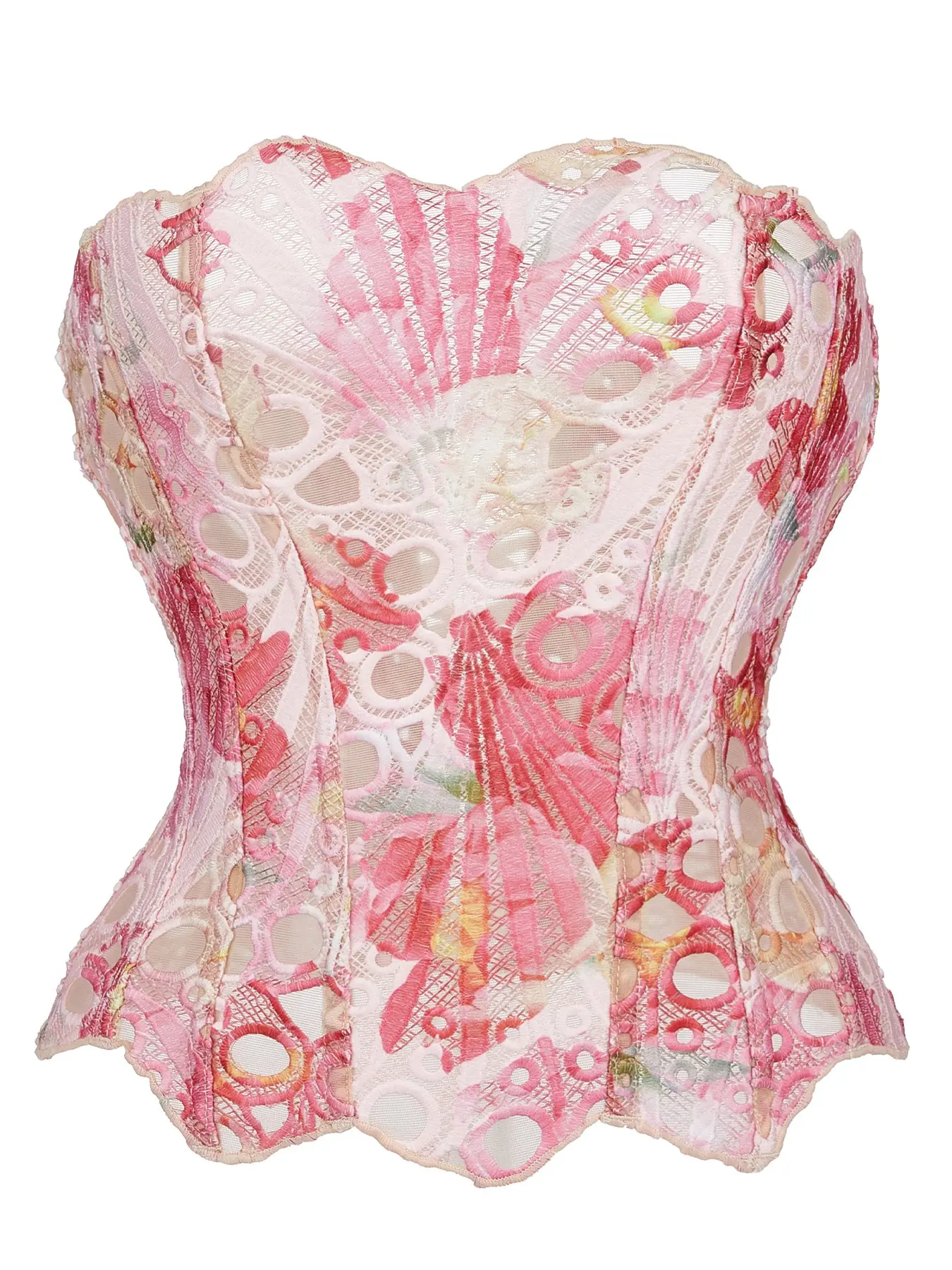 New Women's Gradient Shell Pattern Elegant Water Soluble Embroidery Bustier, Fishbone Structured Top, Sweet and Spicy Style