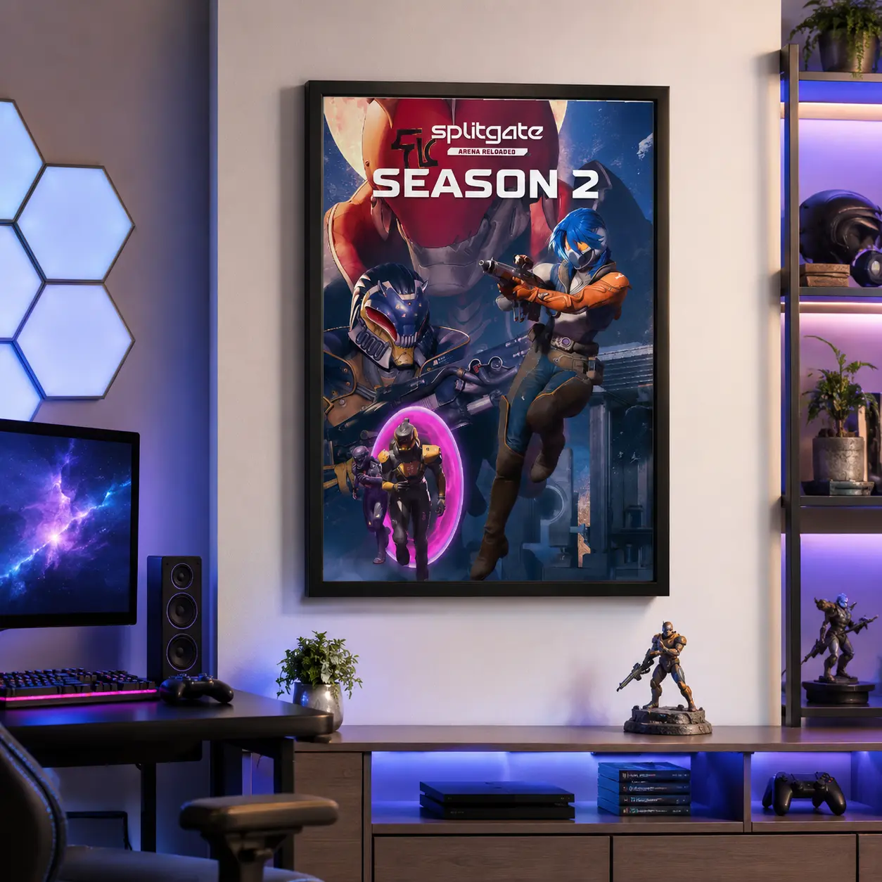 Splitgate Video Game Canvas Wall Art Poster Set, Futuristic Gaming Printed Canvas Decor for Boys Room, Bedroom, Dorm Room, Game Room, or Apartment Decor, Funky Gamer Wall Decoration, Gift for Teen Gamers