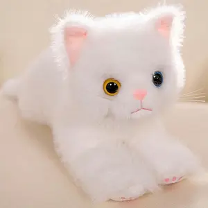 40 cm / 15.7 inches cute faux cat plush toy doll, lifelike cat-shaped stuffed animal, soft and cuddly, gray, black kitten pillow, gift for Children’s Day, birthday, holiday gifts, decorative item for children’s room, decorative plush toy for sofa bed.