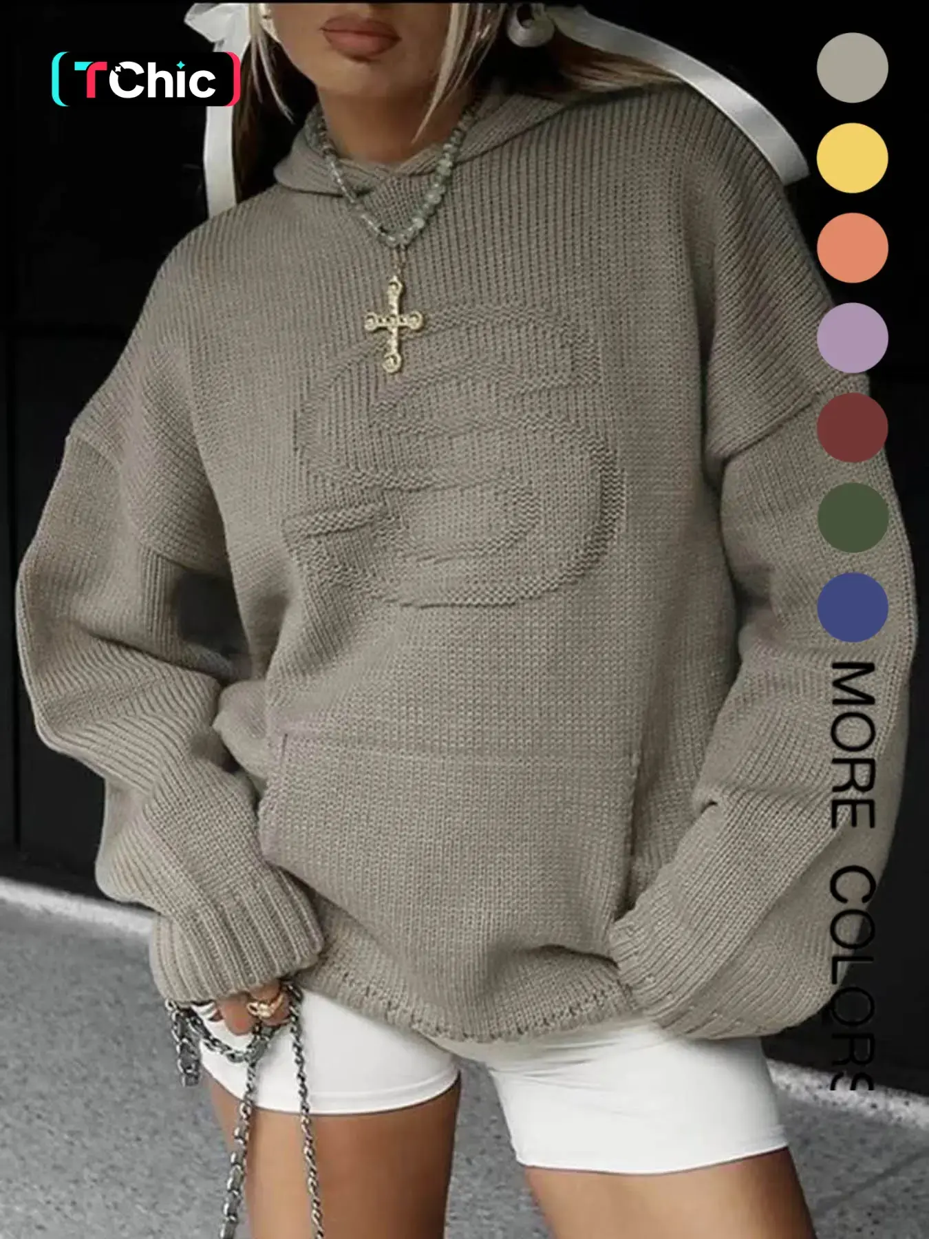 Women's Letter Drop Shoulder Long Sleeve Hoodie, Fashion Casual Pocket Hooded Sweater for Daily Holiday Outdoor Wear, Women Knitwear for Fall & Winter