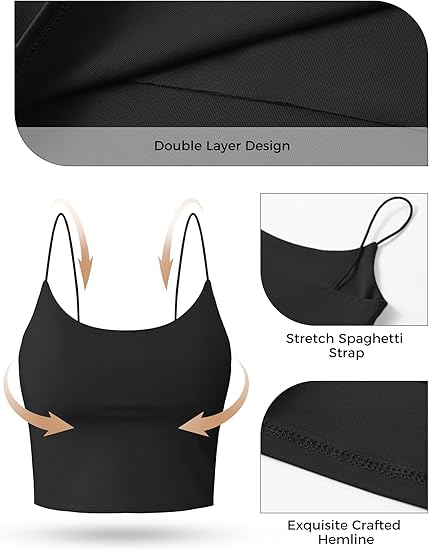 2-Pack Women's Crop Tank Tops, Basic Solid Color Double-Layer Thin-Strap Sleeveless Camisoles Elegant Backless weighted vests women tank tops tube tops crop tops tank top corset tops dressy tops tank top for women