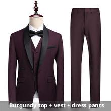 Men's Slim Fit Groom Tuxedo Suit  Korean Style Wedding Blazer & Pants Set, Business Casual Plaid Suit