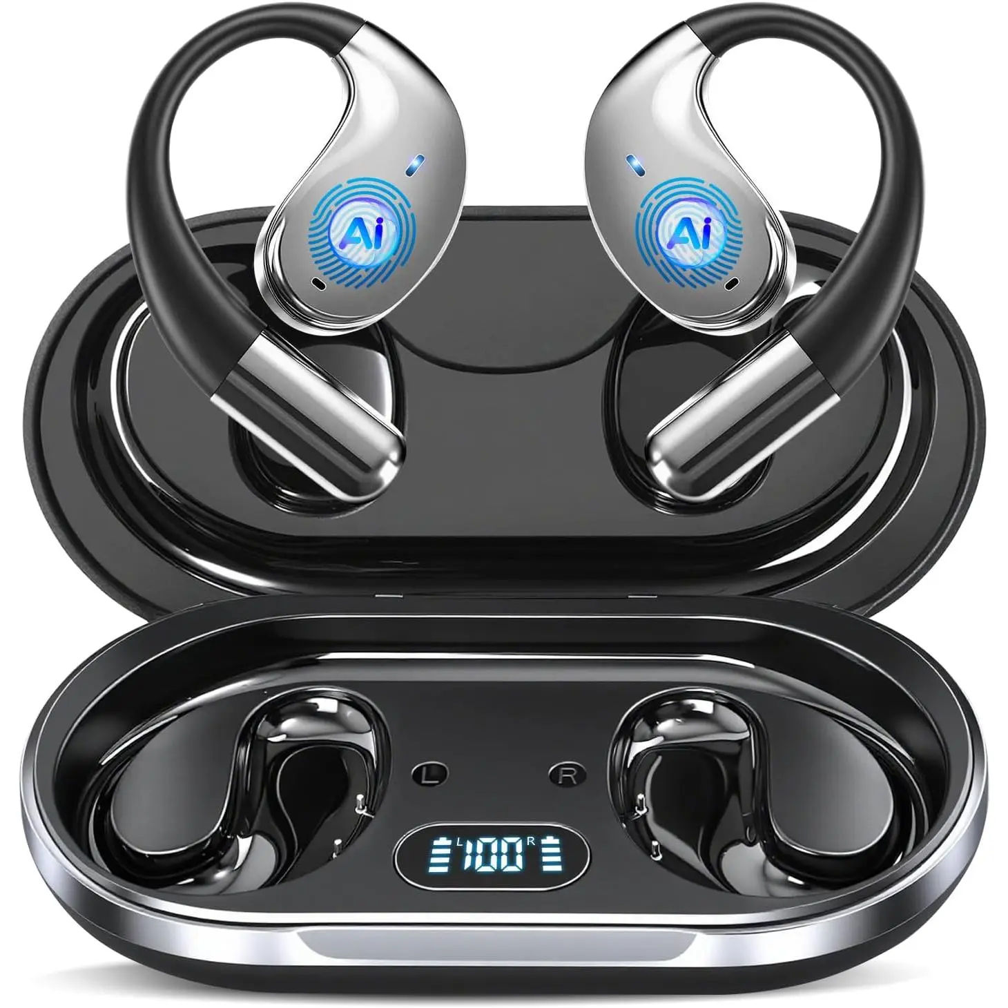AI Translation Earbuds Real Time 164 Languages 80H Playtime Translator Ear Buds Audifonos Traductores Inglés Español Wireless Earphones Bluetooth Headphones for Travel Business Meeting Learning Black1