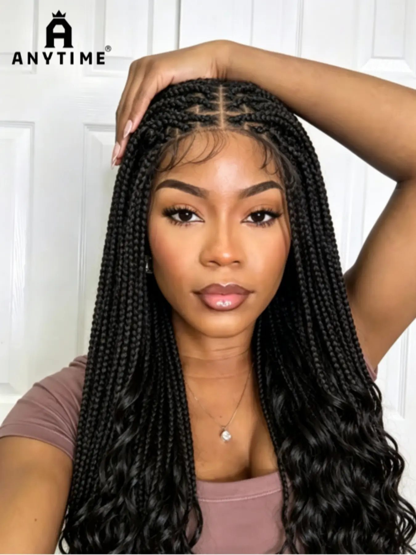 36-Inch Cornrow Wig, Curly Ends, Bohemian Style, Transparent Full Lace Knotless Box Braided Wig, Synthetic Curly Wigs, Boho Braids, Suitable for Women
