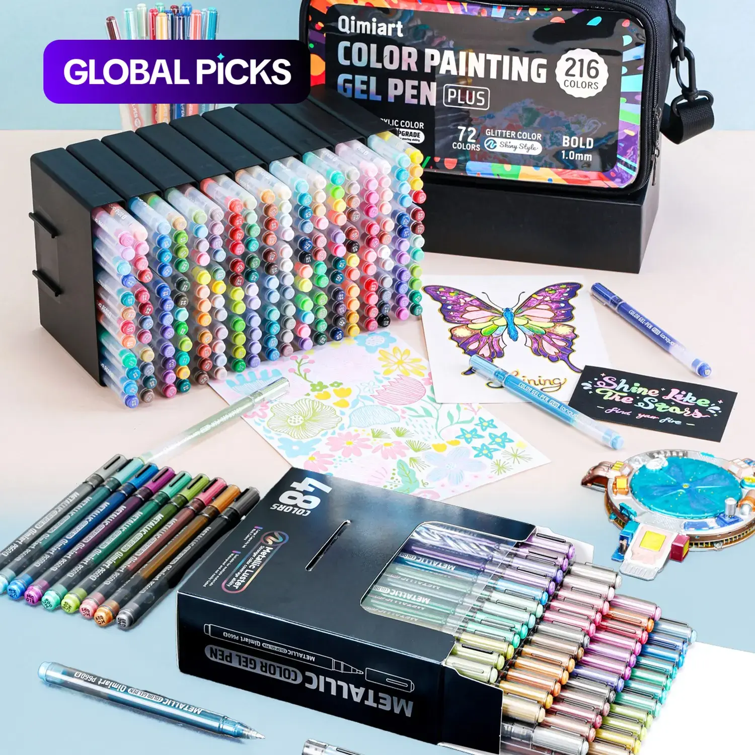 48/216-Color Acrylic Painting Gel Pens, 1mm Needle Tip, Rich Color Large Capacity Ink Pens, Art Supplies for DIY, Coloring & Scrapbooking #GLOBAL PICKS