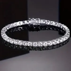 Unisex Moissanite Tennis Bracelet - VVS1 Sparkling Synthetic Stones (3-6mm)|   7-9" Hypoallergenic Eco-Friendly Fine Jewelry for Men & Women - Ideal Gift for Wedding/Birthday/Anniversary, Wedding Gift Ideas, Multi-Size