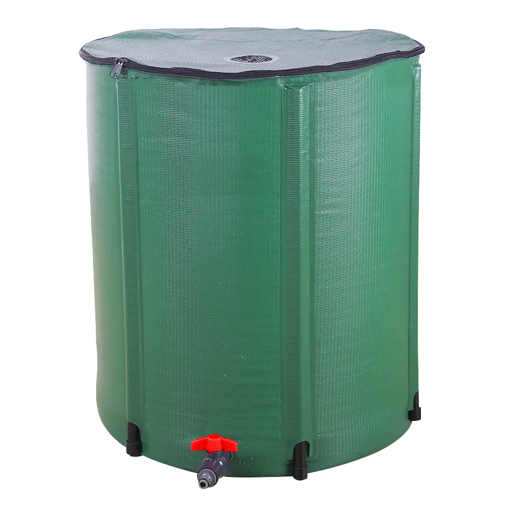 50 Gal Collapsible Rain Barrel - Portable Folding Rain Water Collector with Spigot, Filter, Green Storage Tank for Garden Irrigation
