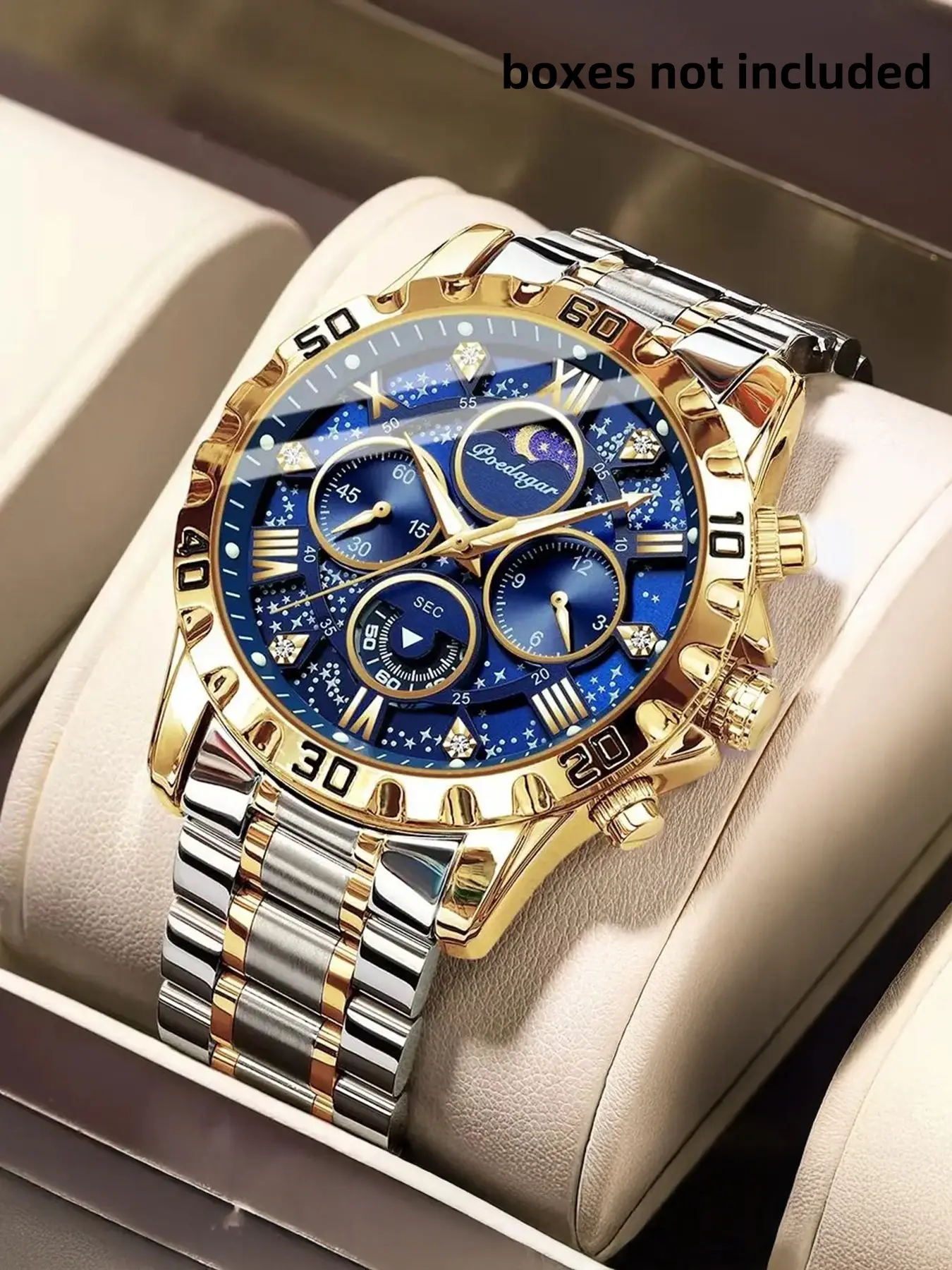 POEDAGAR luxury business and leisure multifunctional stainless steel quartz men's watch, a durable timepiece suitable for daily wear and outdoor activities Analog Watches