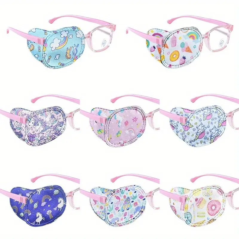 8pcs Unisex Vision Therapy Eye Patches, Full Coverage Light Blocking, Floral & Star Patterns, Soft Comfortable Fabric, Lightweight Material, Eye Patches Set
