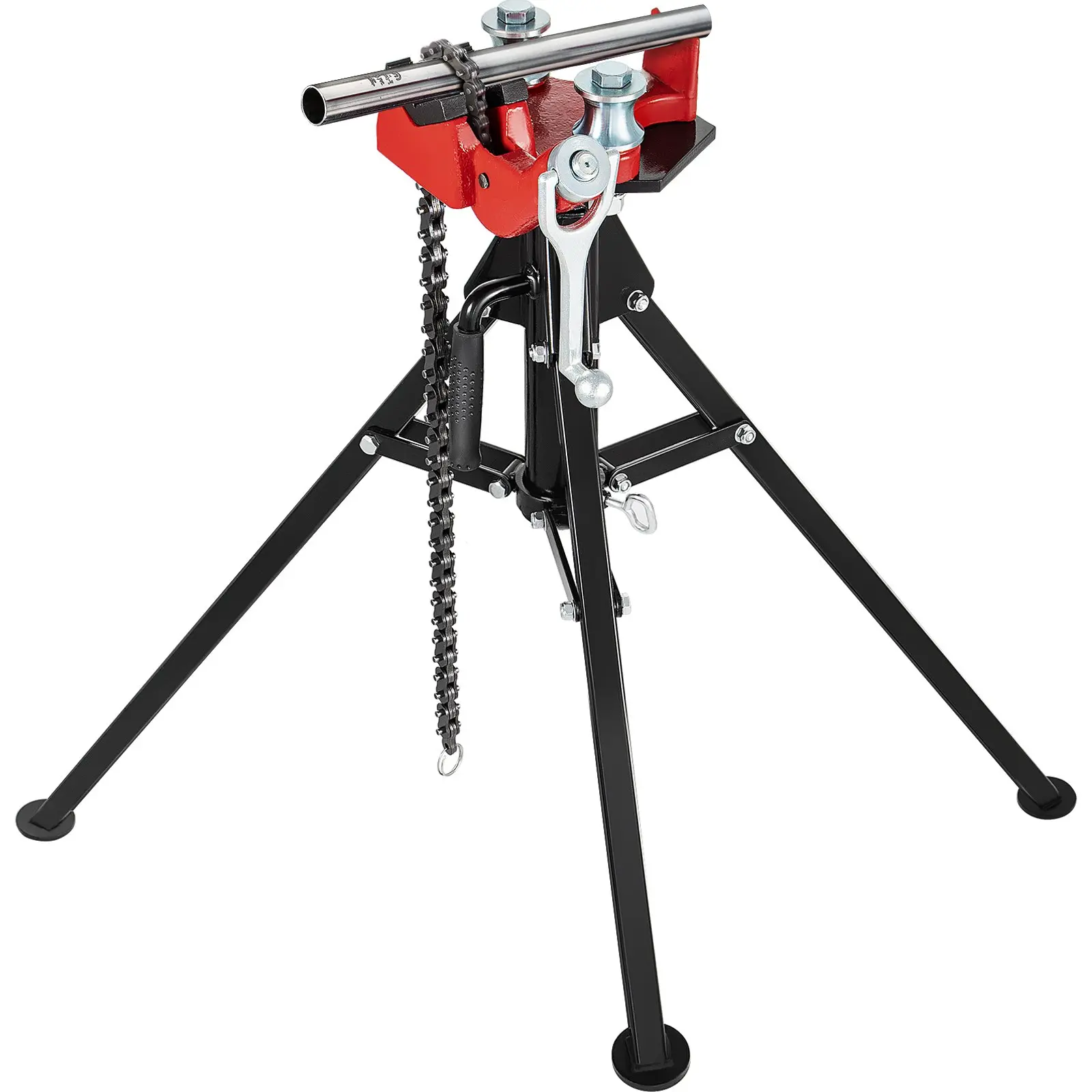 VEVOR Tripod Pipe Chain Vise, 1/8-5 Pipe Capacity, 36.4" Length Chain Vise Stand with Portable Folding Steel Legs, for Grabbing, Supporting and Bending Pipes in Factory, Workshop and Home