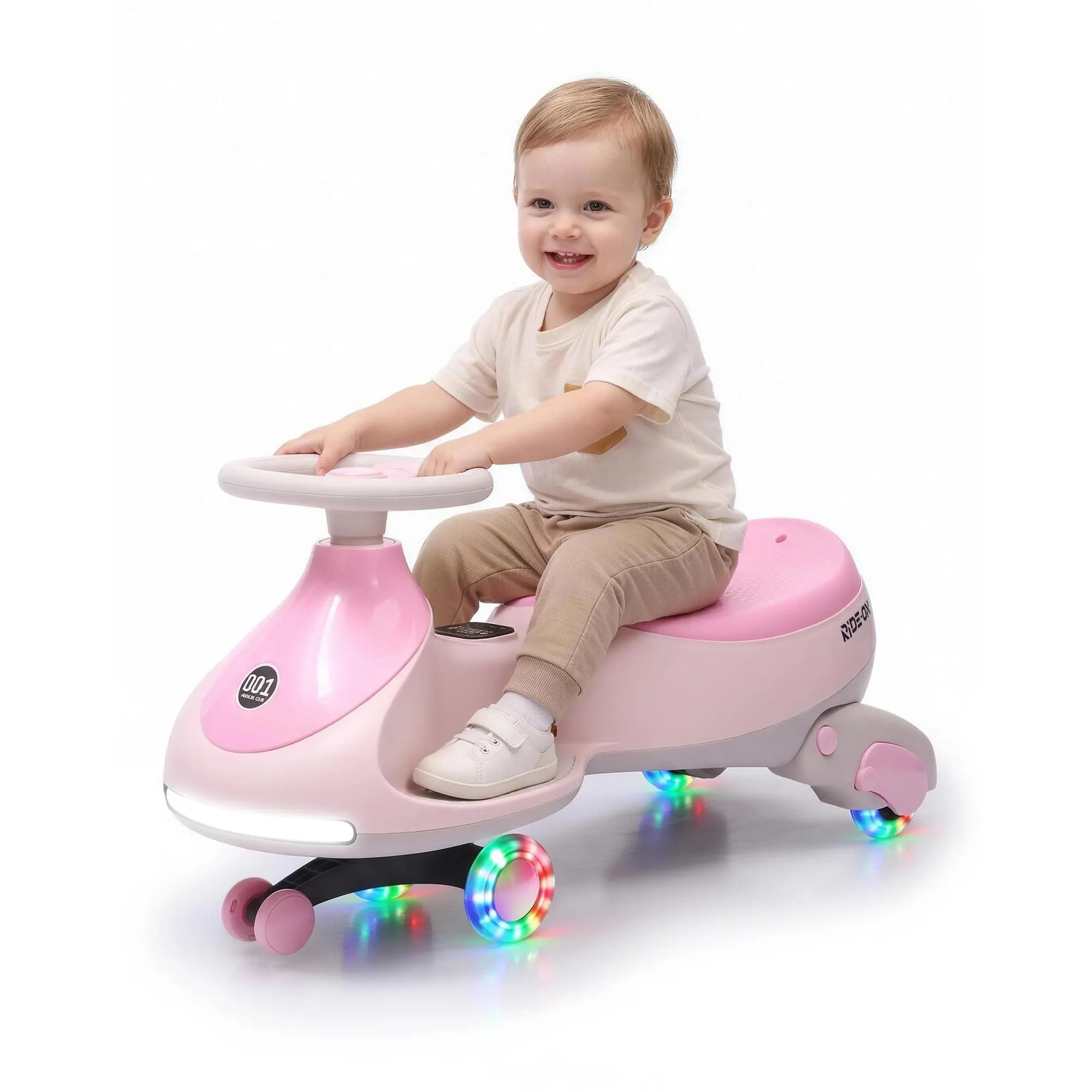 Garvee 12V 2-in-1 Ride On Electric Wiggle Car for Kids – Pedal & Swing Modes – 360° Steering, Flashing Wheels, Music, Anti-Rollover, Rechargeable, High Weight Capacity – Indoor Outdoor