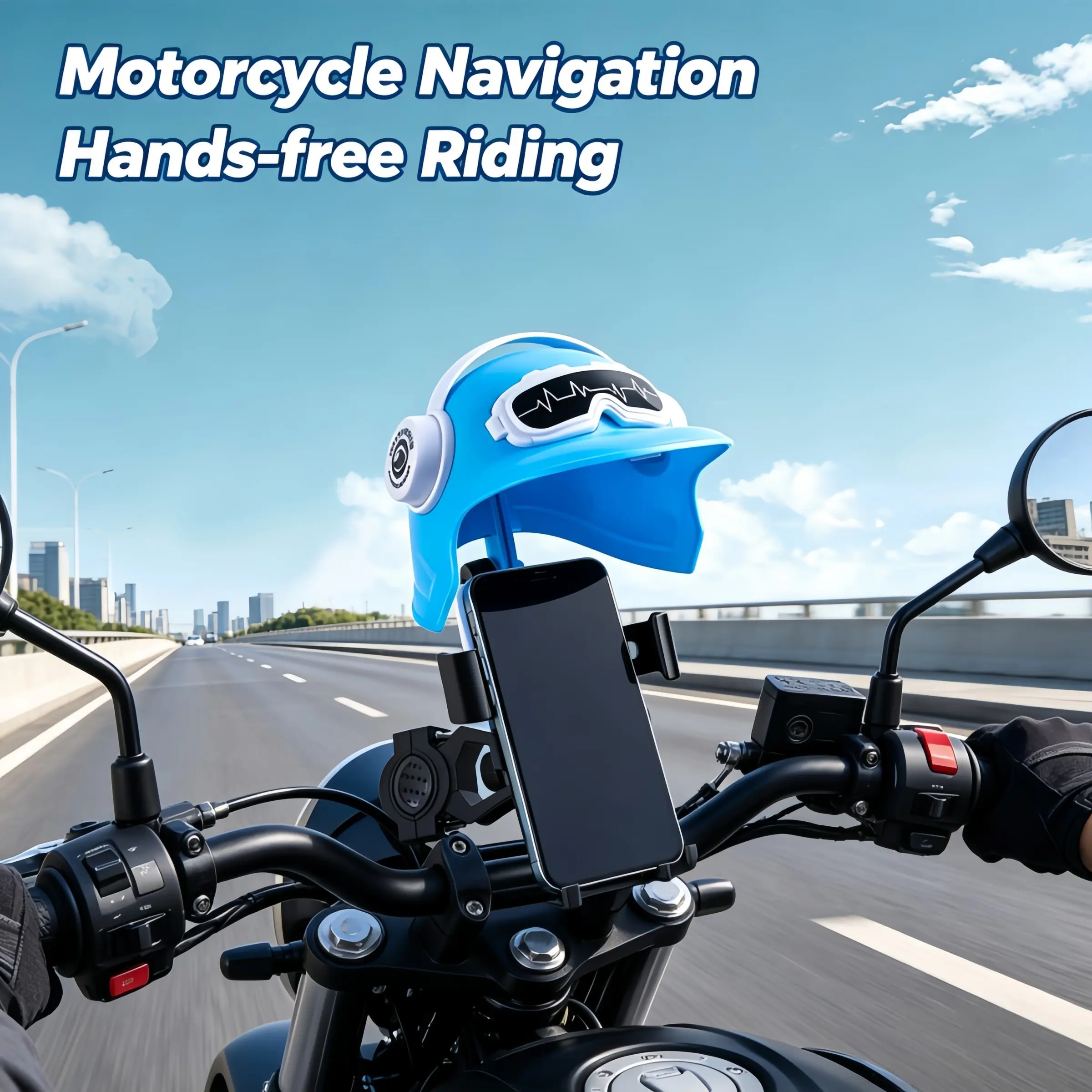 Universal Motorcycle Helmet Phone Mount, Shockproof Bike Phone Holder, One-Button Lock, Adjustable, Secure Phone Holder, Sunshade Included