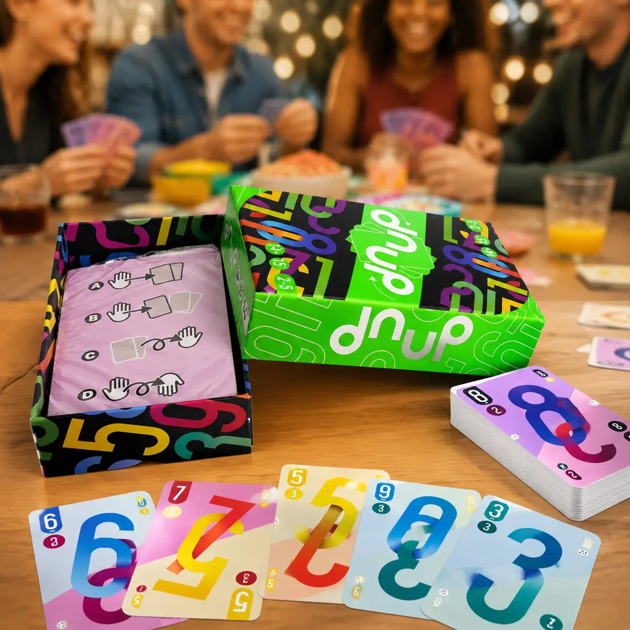 Dnup Double-Sided Card Game, Chinese & English Party Game, Strategy Card Game, Family Gathering, Team Building, Travel & Game Night