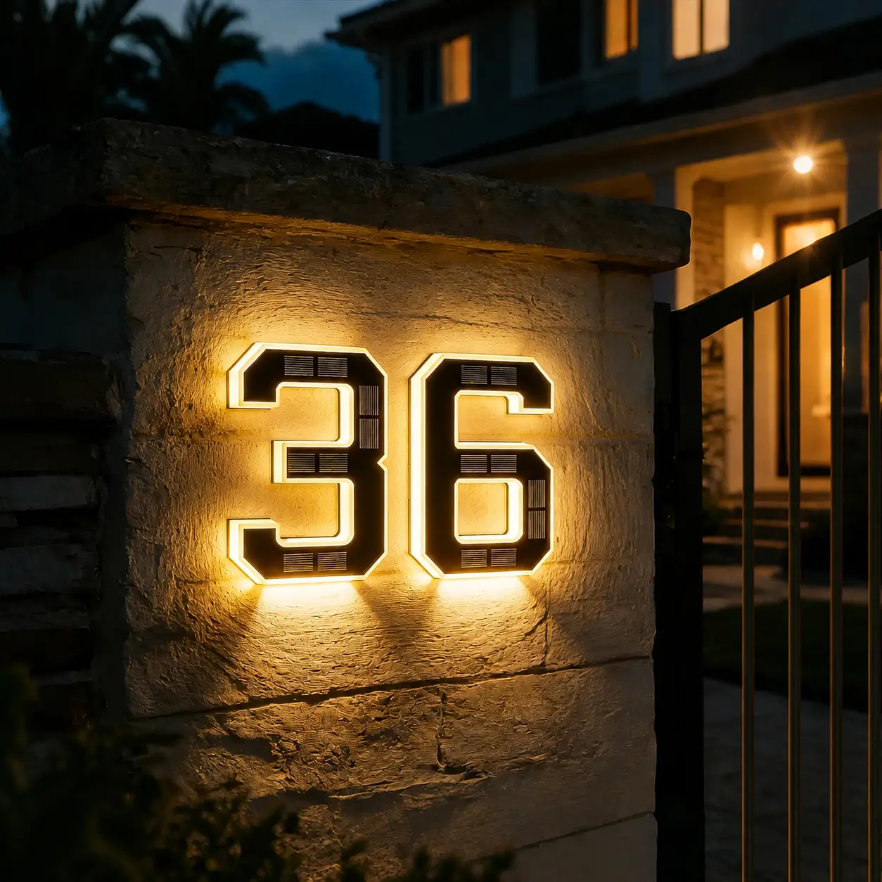 9 Inch Solar LED House Numbers - Waterproof Outdoor Address Signs, Multiple Style Options, Modern Farmhouse Illuminated Exterior Decor