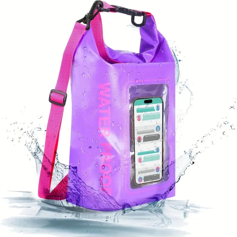 1.32 Gallon (5L) Dry Bag Waterproof - Roll Top Design with Phone Pocket, Lightweight Durable Adjustable Shoulder Strap for Kayaking Surfing Camping Fishing, Boating Accessory