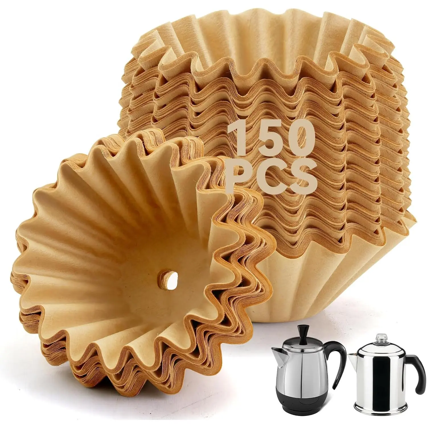 Percolator Coffee Filters for  Coffee Percolator FCP240 Yosemite | 150 count Disposable Perforated Filters, for Coletti Bozeman 6/9 Cup  6 Cup, for Medium-Coarse Coffee Grounds