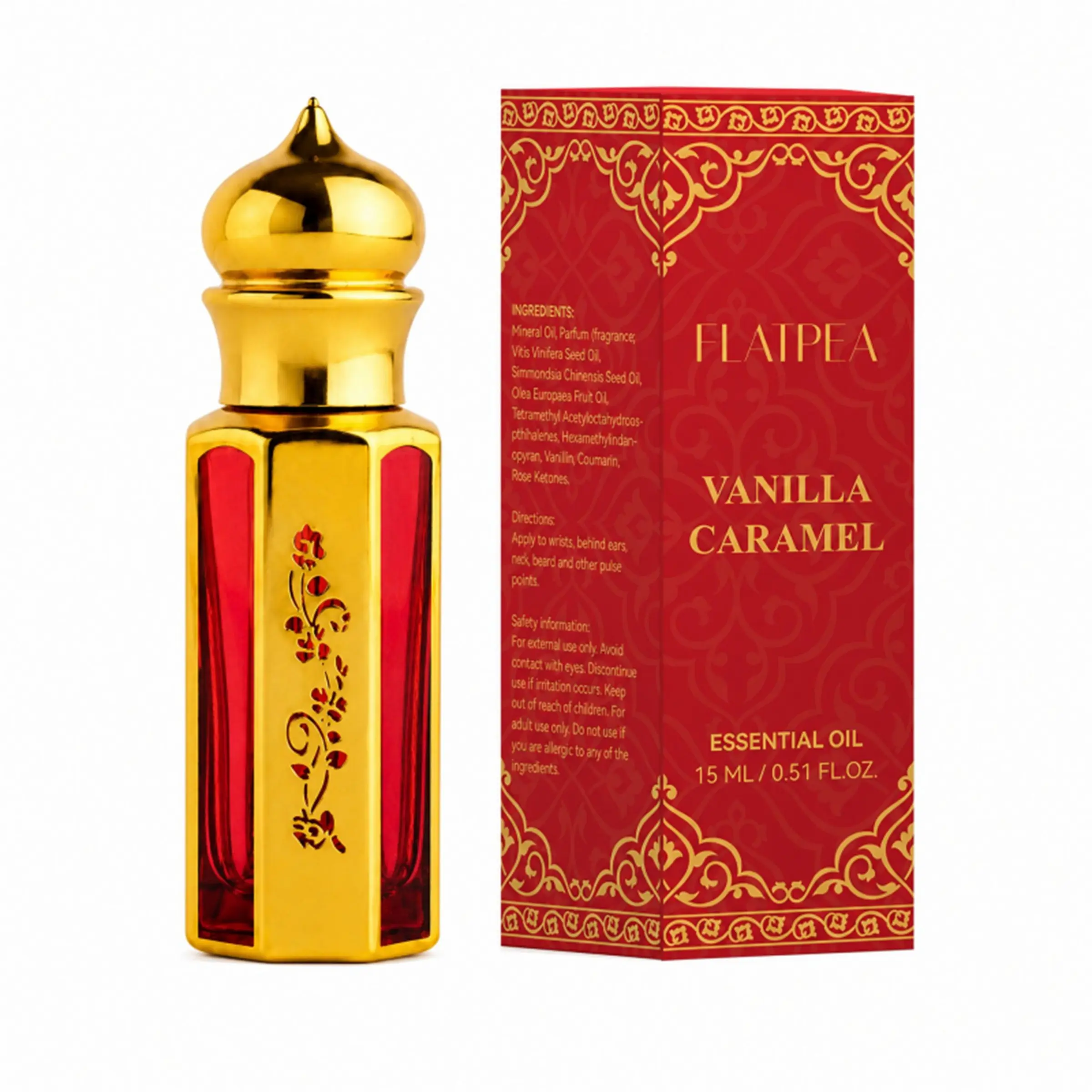 Alcohol-Free Oil-Based Vanilla Caramel Essential Concentrated Perfume Oil Captivating Scents Skin Friendly Long Lasting Dubai Luxury Gift 15ML