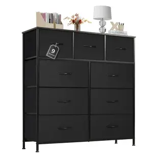9-Drawer Easy-to-Clean Fabric Storage Dresser with Sturdy Metal Frame, Fabric Bin Drawer Units for Closet Storage, Nursery Organization & Organization Ideas (Bedroom Use)