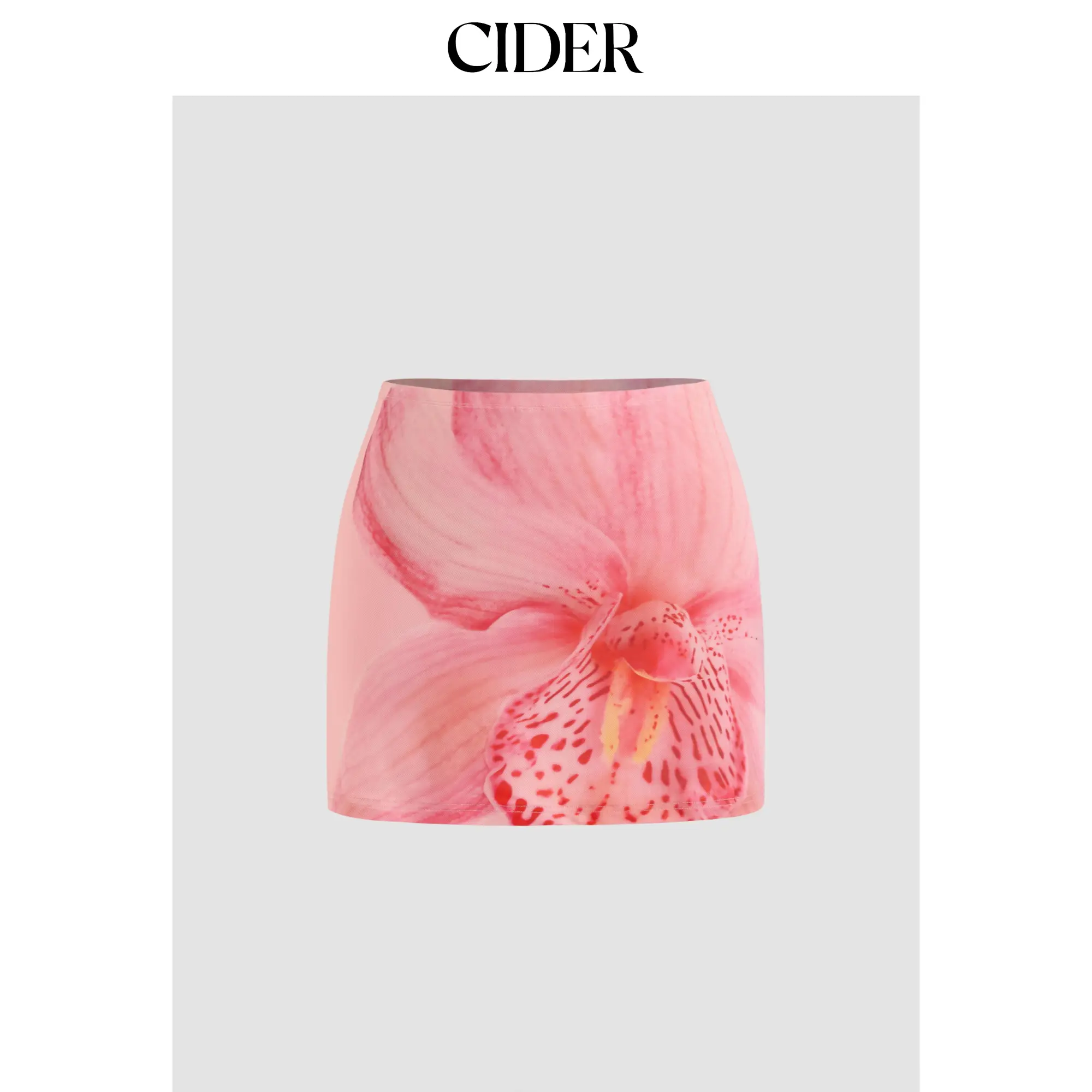 3 Color 2-26 Size Low Waist Mesh Flower Miniskirt Cider
