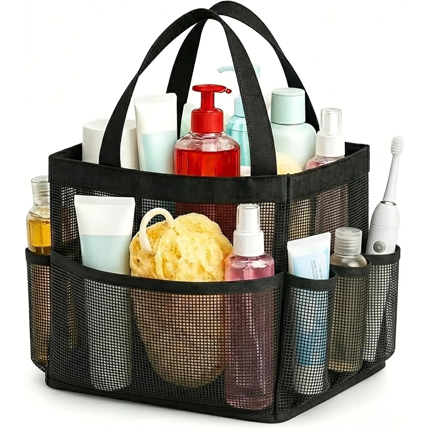 Mesh Shower Caddy Portable for College Dorm Room Essentials, Shower Caddy with 9 Pockets, Shower Bag for Toiletry, Camping, Swimming, Gym, Beach