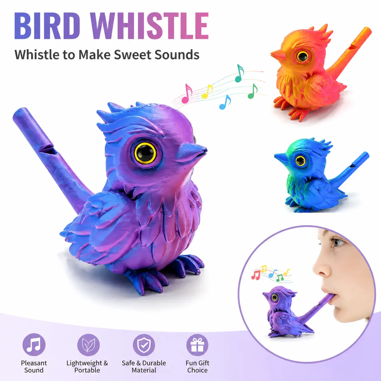Bird-Shaped PLA Plastic Sound Imitation Whistle - Unisex Kids Oral Training Musical Instrument, Water-Filled Toy, Real Bird Call, Birthday Gift Ideas, Party Prank Gag Gift, Art Craft Model-YY0